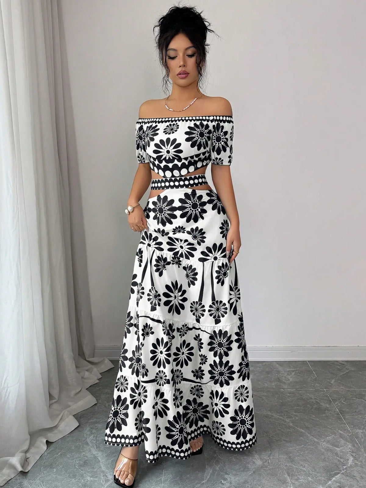 Floral Off-Shoulder Maxi Dress – Bohemian Summer Style