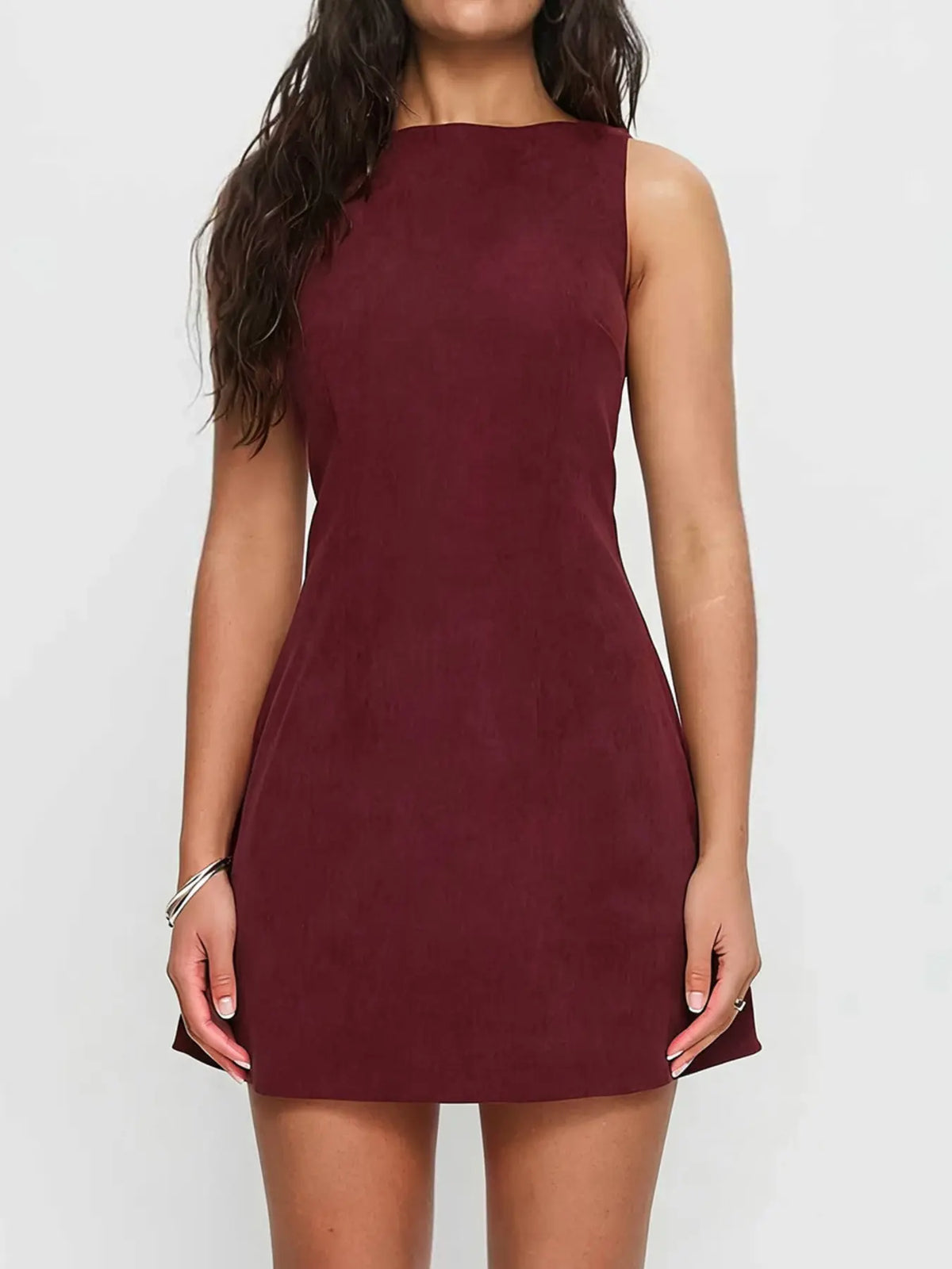 Elegant Sleeveless A-Line Mini Dress with Back Tie