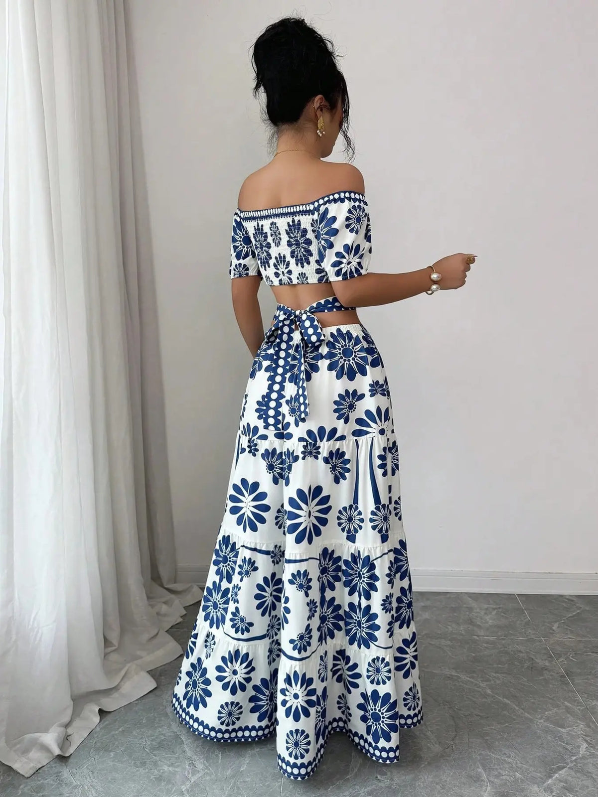 Floral Off-Shoulder Maxi Dress – Bohemian Summer Style