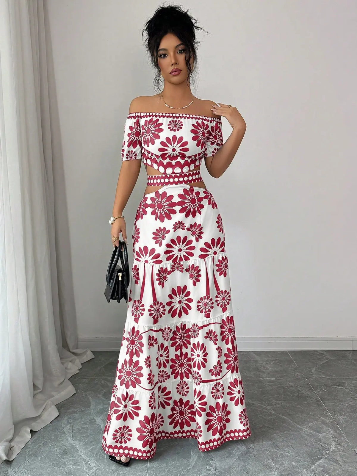 Floral Off-Shoulder Maxi Dress – Bohemian Summer Style