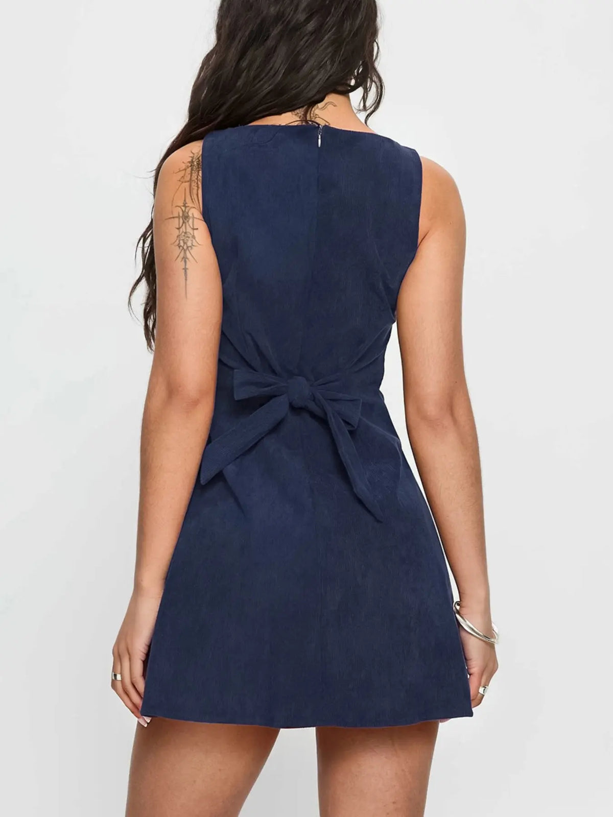 Elegant Sleeveless A-Line Mini Dress with Back Tie