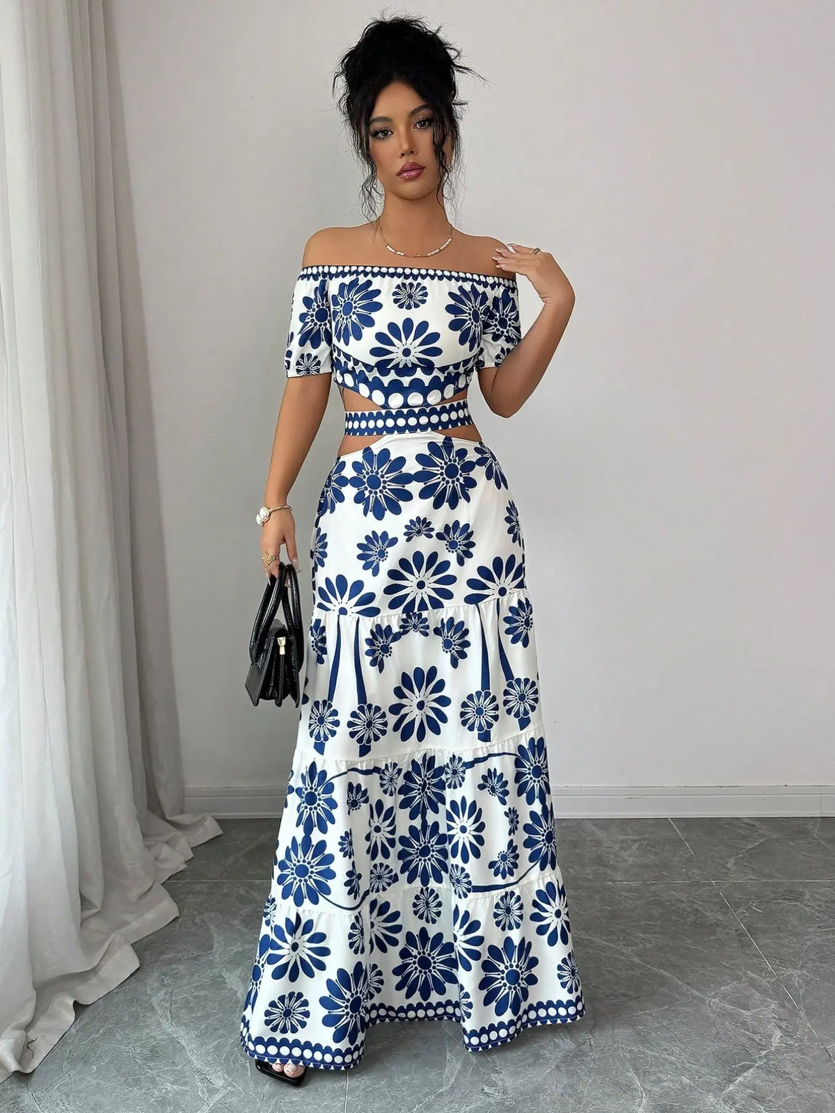 Floral Off-Shoulder Maxi Dress – Bohemian Summer Style