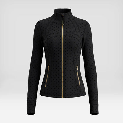 Textured Zip-Up Track Jacket with Matching Shorts/Skirt