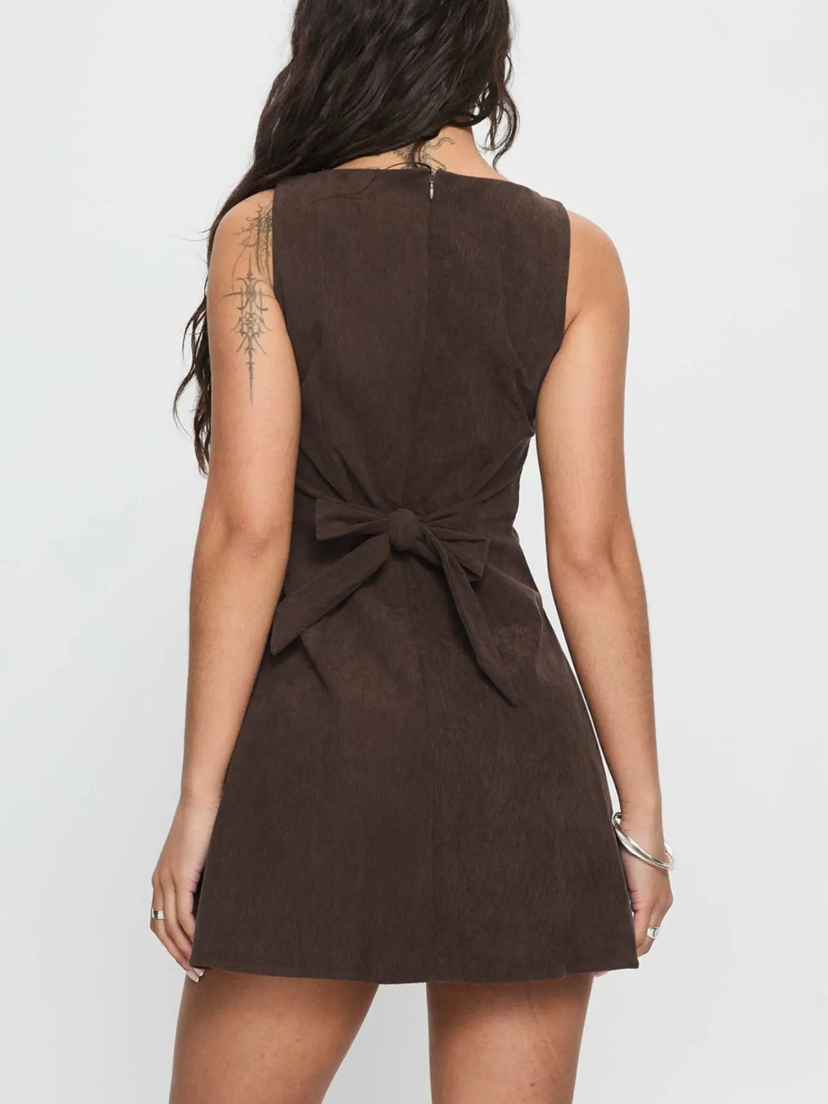 Elegant Sleeveless A-Line Mini Dress with Back Tie