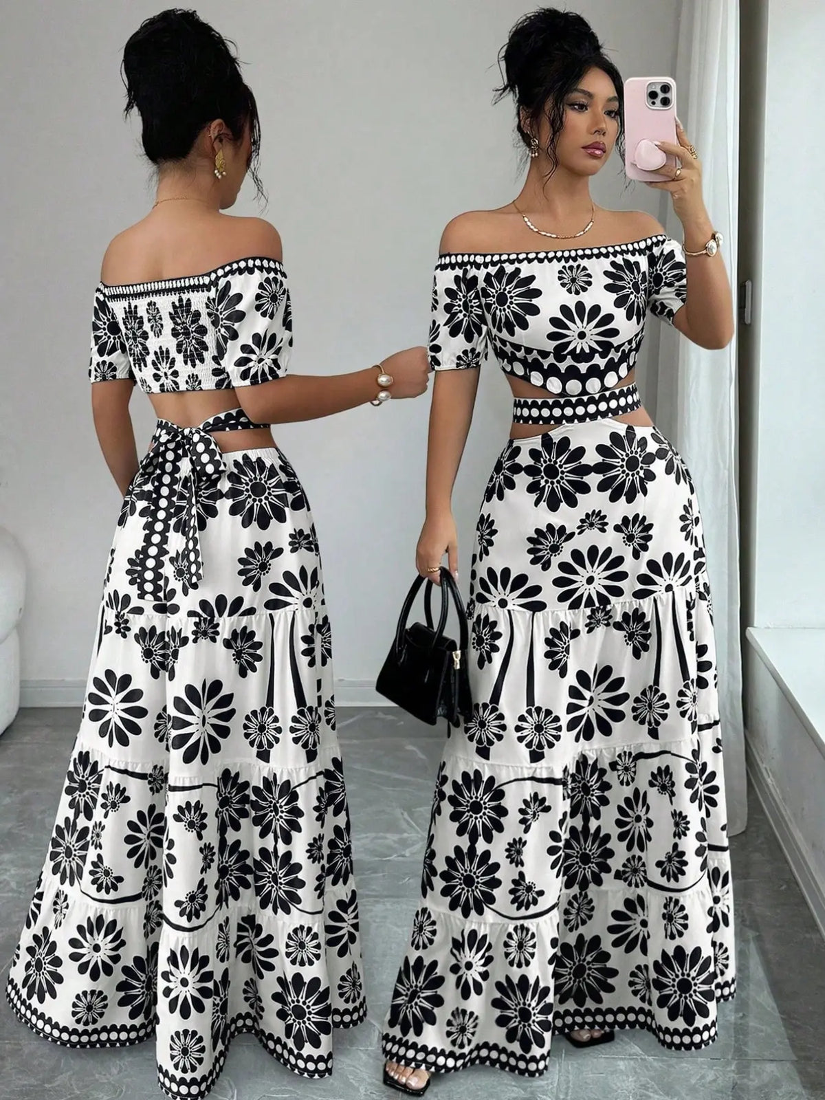 Floral Off-Shoulder Maxi Dress – Bohemian Summer Style