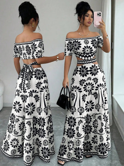 Floral Off-Shoulder Maxi Dress – Bohemian Summer Style