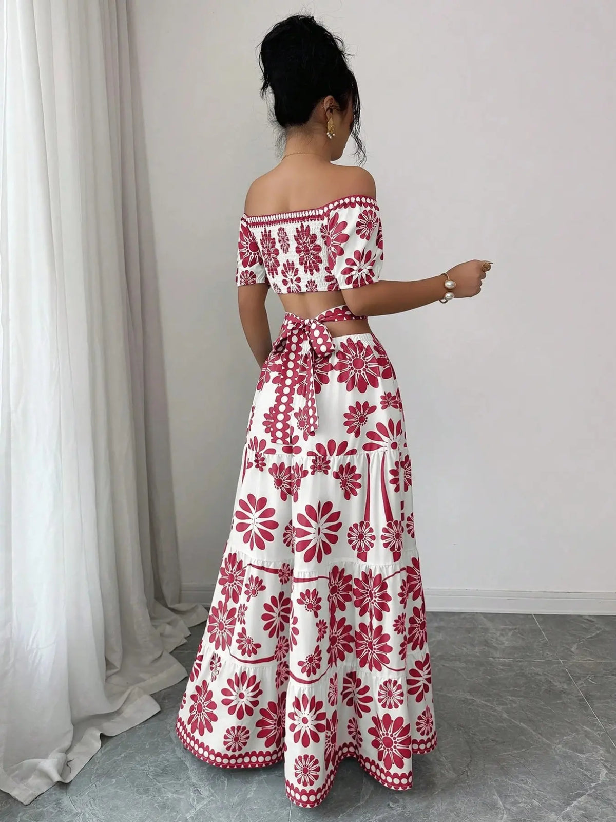 Floral Off-Shoulder Maxi Dress – Bohemian Summer Style